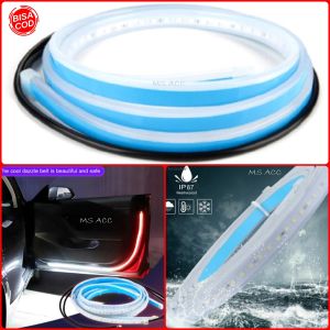 Lampu Pintu Mobil Otomatis Nyala LED Panjang 120cm Isi 2pcs 12V 10w Efek Strobo Merah Putih MS