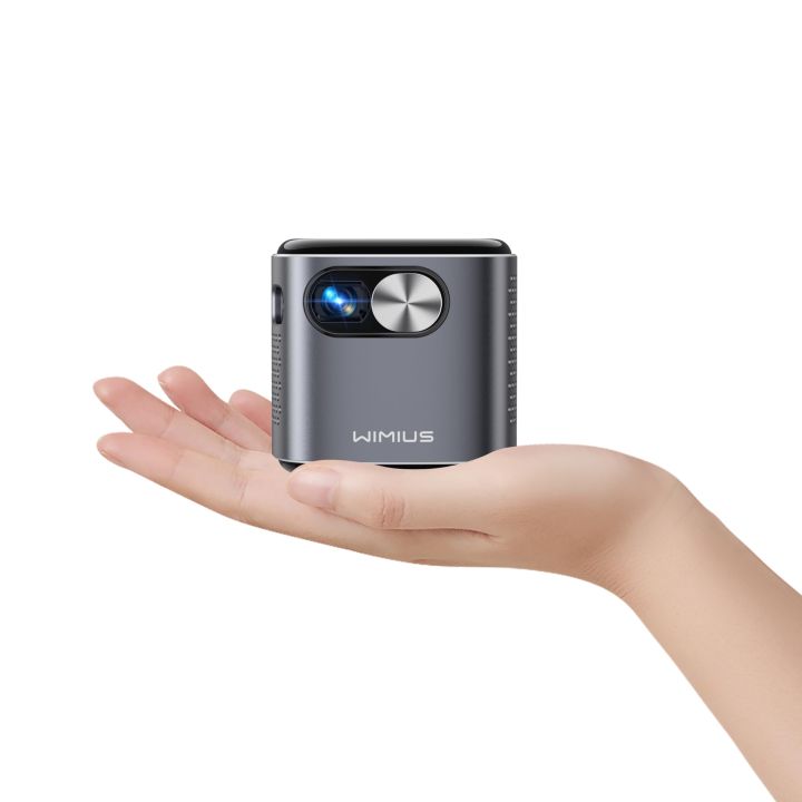 Mini Projector with Android TV, DLP and Rechargeable Battery, WiMiUS Pico Pocket Portable Projector with WiFi Bluetooth, 360°Speaker, 1080P Support, Wireless Smart Outdoor Projector for Phone/HDMI/USB