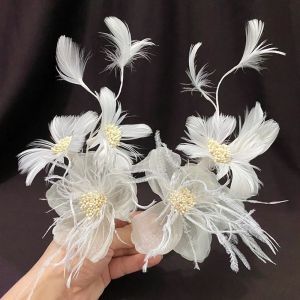 BEAUTYLADIES สง่างามเรียบหรู ผ้าโพกศีรษะเจ้าสาว ผ้าคลุมหน้าผ้าคลุมหน้า หวานหวานแหววว เครื่องประดับผมแต่งงาน ประณีตประณีตประณีต สไตล์ฝรั่งเศสแบบ ที่คาดผมถ่ายภาพ สำหรับผู้หญิง