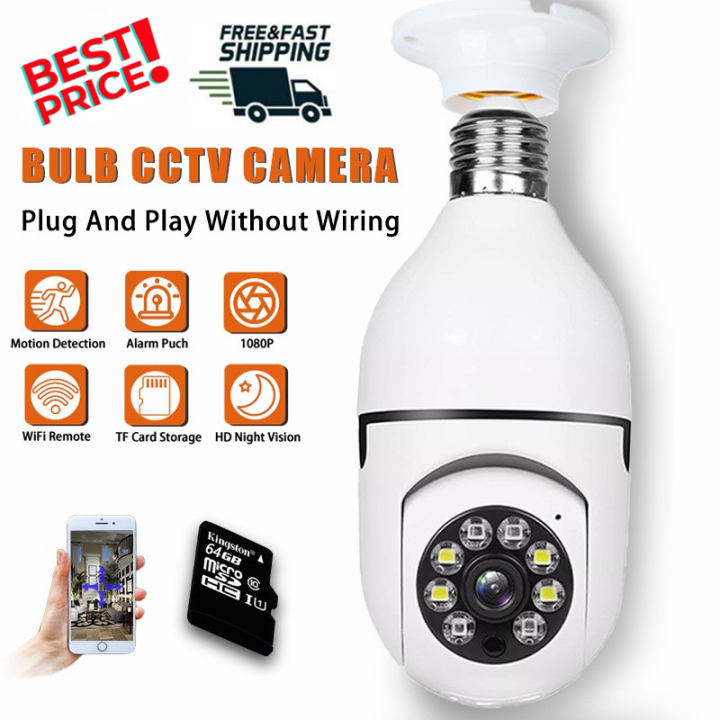 360° CCTV Bulb Camera Wifi Panorama Surveillance Camera 1080p Smart ...