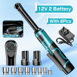 3/8" Cordless Ratchet Wrench 6 inch Extended Ratchet Wrench 40Ft-lbs 400RPM Extended Neck Electric Ratchet Wrench 3 Battery