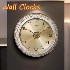 FFBH Silent Round Clocks Sturdy Durable Power Saving Dust Prevention Quartz Wall Watch Modern Art Nordic Luxury Classic Home Decor Y5R7K