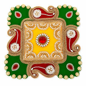 Acrylic Beaded Rangoli Floor Decoration 9-Piece Set | Traditional Festive Decor for Diwali Pooja Weddings & Home Entrance (1 Set | Size - 8 inch)