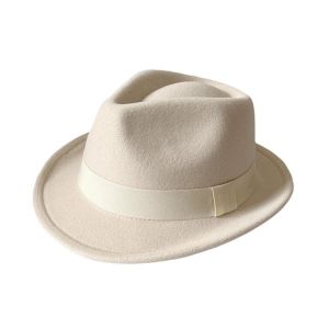 YOYO Vintage Fedora Hat Solid Color Classic Trilby Cap Short Brim Cap Durable Wool Felt Hat Men / Women