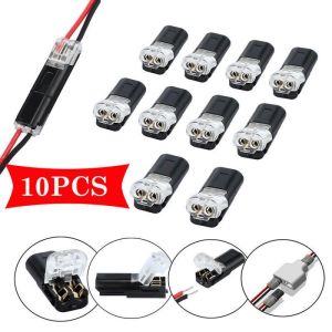 10pcs 2pin Pluggable Wire Connector Splice Electrical Cable Crimp Terminals Spring Scotch Lock Wire Connector for 22-20AWG Quick Splice Connectors