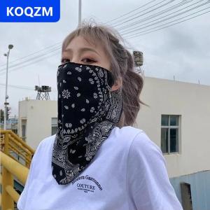 [COD] KOQZM Mặt nạ chống nắng mùa hè mới nam và nữ treo Tai Chống tia cực tím nửa mặt bảo vệ cổ lái xe Băng mặt nạ lụa mặt sợi mỏng
