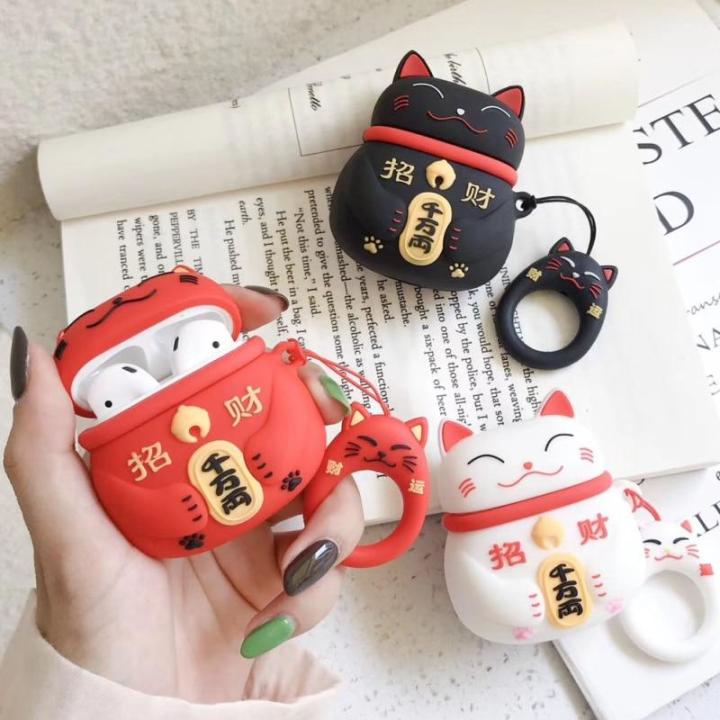 For AirPods Pro Case Cute Japan Lucky Cat Earphone Cases For