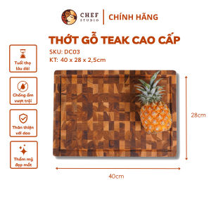 [Chính hãng] Thớt gỗ Teak Chef Studio hình chữ nhật nhiều kích cỡ lựa chọn. Dùng cắt thái khay trưng bày thực phẩm. Khách chọn theo mã sản phẩm