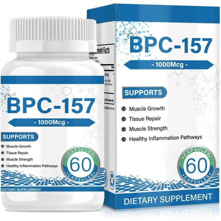 BPC 157 Peptide Capsules, New Compound 157, BPC-157 for Muscle & Workout Recovery for Faster Recovery and Gut Healing, Non-GMO, Gluten Free, 1000mcg, 60 Capsules