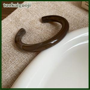 tuokaiguoji Vintage Smooth Round Acrylic Cuff Bangles For Women Exaggerated Jelly Color Smudging Bangle Wide Bracelet Accessories Gift