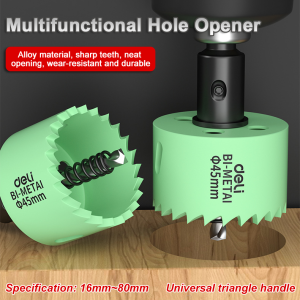 💖Sharp and Wear-Resistant💖Deli Bimetallic Hole Opener Woodworking Drill Bit Expander Gypsum Board Plastic Iron Plate Hardware Tool Hole Opener