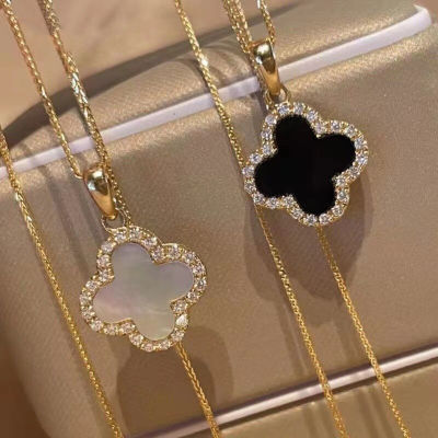 Women's four-leaf clover necklace, fashionable light luxury ins collarbone chain, sweater chain