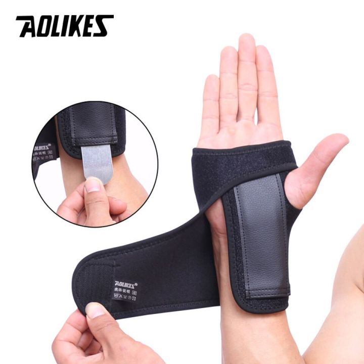 AOLIKES 1PCS Adjustable Fitness Hand Brace Sport WristBand Safe Steel Wrist  Support Splint Arthritis Sprains Strain Hand Bandage