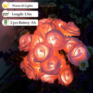 LED Rose Flower String Lights1.5M 10LED / 3M 20LED / 6M 40LED Battery Operated String Romantic Flower Rose Fairy Light Lamp Outdoor for Valentines DayWeddingRoomGardenChristmassPatioFestival Party Decor