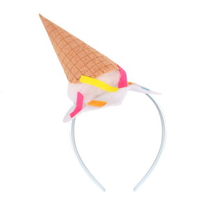 Stylish Plush Ice Cream Cone Headpiece Adjsutable Hair Band for Teens Adults Cosplay Event Fashion Headwear