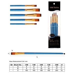 6pcs/12pcs Wood Handle Paint Brush Set Oil Painting Artist Nylon Brush