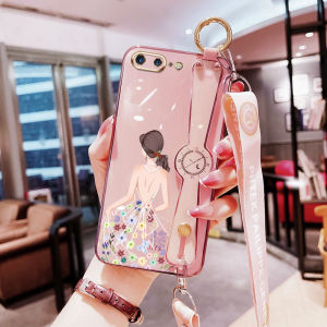 YBD Ốp Điện Thoại Có Dây Đeo Cổ Tay Thiết Kế Mới Ốp Mạ Tương Thích Cho iPhone 6 6S Plus iPhone 7 8 Plus Ốp Bảo Vệ Máy Ảnh Chính Xác iPhone SE 2020 Ốp Điện Thoại Di Động Họa Tiết Cô Gái Xinh Đẹp