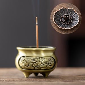 Lư đồng nhỏ gọn rồng phượng dùng xông nhang trầm nụ trầm que trang trí nhà cửa
