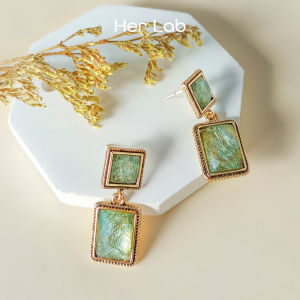 Her Lab Jewelry | Overlapping Dangle Earrings Resin Acrylic Earring Pendants for Sensitive Ears 925 Sterling Silver Earrings Fashion Metal Earring Set Women Vintage Gold Round Heart Hoop Earring Set Earring Jewelry Gift Free Premium Jewelry Box