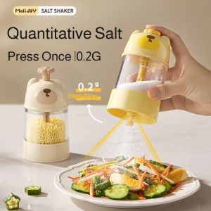 Bear Dosing Salt Shaker Household Glass Sealed Seasoning Jar Kitchen Household Salt Shaker Jar For Moistureproof And Quantitative Dispensing
