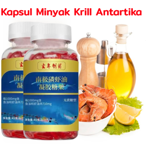 【Kirim dalam 24 jam】 Kapsul Minyak Krill Antartika 2000 Mg Dengan Astaxanthin Omega-3 120 Butir - Mendukung Kesehatan Jantung Otak Sendi Kulit Suplemen Kekebalan Tubuh
