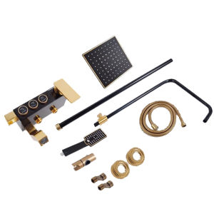 Shower Kamar Mandi Set  Shower Dengan Faucet Dengan Bidet Sprayer Tahan Karat Hitam / Faucet Sprayer Faucet Panas Dingin Set--Gigi 3