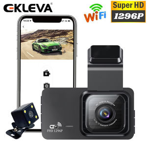 EKLEVA Car DVR WiFi Dash Cam Dual Lens 1296P HD Driving Video Recorder Auto Registrar Vehicle Camera Rear View Night Vision Black Box