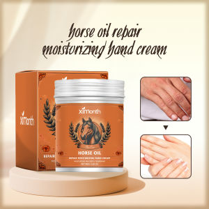 Ximonth Horse Oil Repair Moisturizing Hand Cream Anti Dry Skin Cracked Nourishing Repairing Peeling Anti-Aging Smooth Improve Skin Rough Fine Line Repair Hand Care 80g