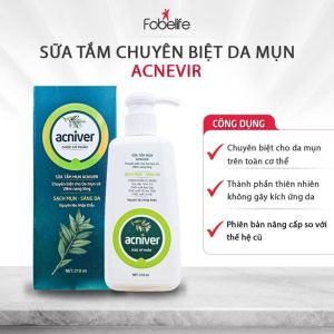 Sữa tắm Acniver hỗ trợ làm sạch da mụn lưng sáng da dịu nhẹ thiên nhiên an toàn chai 210ml