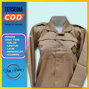 Seragam Sekolah Baju Pramuka SD SMP Saku Atas Penggalang Lengan Panjang  Bahan Kain High Twis