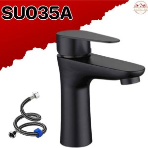 ก๊อกอ่างล้างมือล้างหน้า สแตนเลส304 สีดำ ครบชุดพร้อมใช้งาน