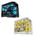 Segotep Lumi 3T Black/White M-ATX Casing 6xARGB Fan Glass Panel USB3.0 Type-C Dual Chamber. 