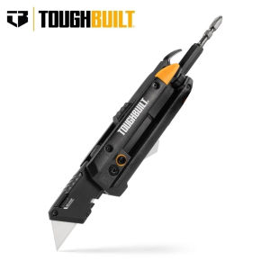 TOUGHBUILT TB-H4-12-IM Electricians Folding Utility Knife - 3-in-1 Tool with Bit Driver & Pry Bar - Heavy Duty EDC Box Cutter with 1/4" Hex Bit