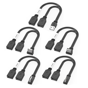 USB 1 Male to 2 Female Splitter Cable Extension 65W Fast Transfer for Office Home Outdoor Devices Connection