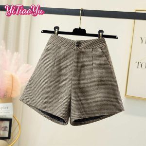 Yitiaoyu Shorts Womens High Waist A-shaped Slim Wide-leg Pants