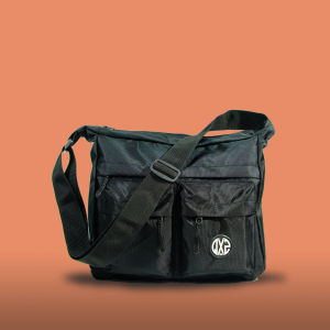 Tas Selempang Pria Wanita Vintage QXZ94 - Crossbody Bag Casual Hitam Poliester Kapasitas Besar