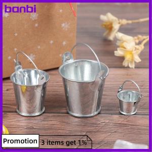 banbi 1Pcs Dollhouse Mini Iron Bucket Miniature Model Mini Dollhouse Decorations Ornaments Children Beach Small Bucket Toy