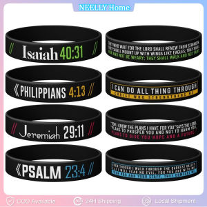 3PCS Psalm Jeremiah Isaiah Bible Verse Rubber Wristbands Silicone Bracelets Couple Jewelry