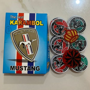 Biji Karambol Tebal 3 mm Motif Mustang / Random | koin krambol satu lapis original | 1 set buah kerambol 3mm | coin bola carambol | anak carrom games