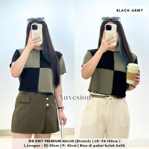 4161 rhea two tone plaid knit crop top