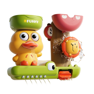 Lovely Cartoon Duck Bath Toy Bath Playset for Children with Rotating Wheel Water Sprayer Toy for Baby Fine Motor Skill