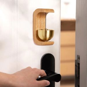 Chuông gỗ chữ C treo cửa ra vào chuông gió bằng gỗ treo cửa chuông đồng trang trí nhà cửa