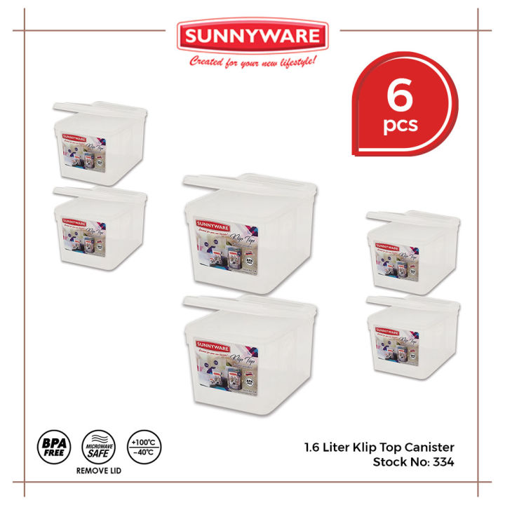 6pcs 1.6 Liter Klip Top Canister [Sunnyware 334] | Plasticware ...