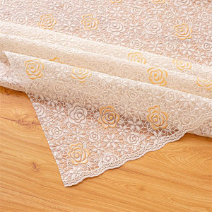 Lace Edging Tablecloth Made Of PVC Material Featuring Four Leaf Clover And Fresh Daisy Patterns For Home Use Easy To Clean And Oil Resistant Table Cover