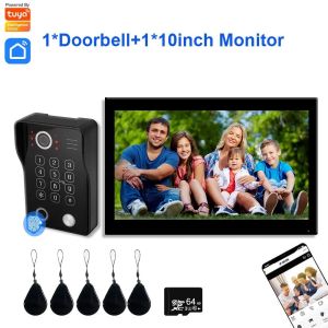 Anjielosmart [4-wire] Tuya 10-inch 1080P touch screen video intercom security anti-theft system fingerprint five-in-one unlock doorbell suitable for home apartments video surveillance