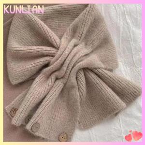 [KUNLIAN] Neck Guard Shawl Solid Color Cross Scarf Knitted Neckerchief Wrap Neck Warmer Women