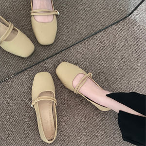 IELGY Mary Jane High Heels Leather Shoes for Women Gentle Flat