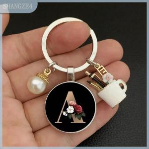 【SHANGZE4】 A-Z Letters Elegant Imitation Key Chain Charm 26 Letters Key Ring