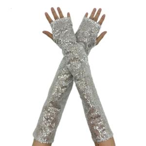 2pcs Fashion Adult Sequins Mittens Fashion Trend Gloves Woman Reflective Gloves for Nighttime Safety