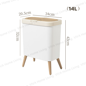 20L Trash Can With Cover Plastic Trash Bin with Legs Narrow for Bedroom Living RoomOffice